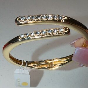 True to Form Gold Tone With Clear Rhinestones Women's Bracelet